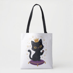Schwarze Katzenkönigin-Tasche Süße Katzenliebhaber