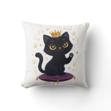 Schwarze Katzenkönigin Wurfkissen Süße Katzenliebh