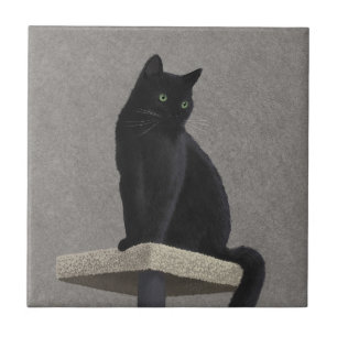Schwarze Katzenköniglichkeit Fliese