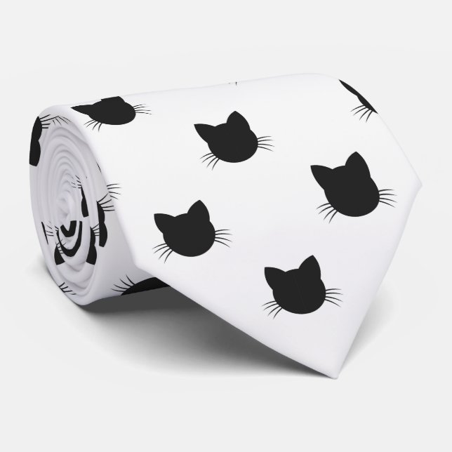 Schwarze Katzenköpfe Krawatte (Gerollt)