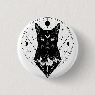 Schwarze Katzenliebhaber-Patches. Magischer Katzen Button