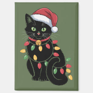 Schwarze Katzenliebhaber Weihnachts Kätzchen Gesch Magnet