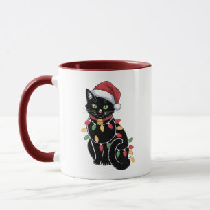 Schwarze Katzenliebhaber Weihnachts Kätzchen Gesch Tasse