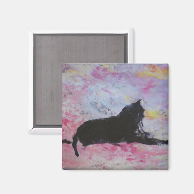 Schwarze Katzenmagnet Magnet (Vorderseite/Rückseite)