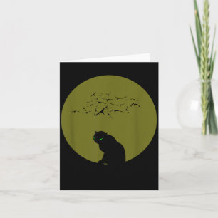 Schwarze Katzenmond Fledermäuse Halloween Karte