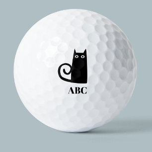 Schwarze Katzenmonogramm Golfball