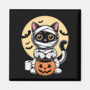 Schwarze Katzenmumie Männer Frauen Kinder Hallowee Magnet