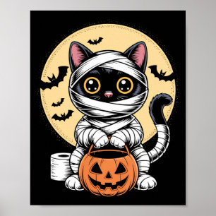 Schwarze Katzenmumie Männer Frauen Kinder Hallowee Poster