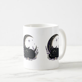 Schwarze Katzenmutter Süße Gothic Hexen Mondsichel Kaffeetasse