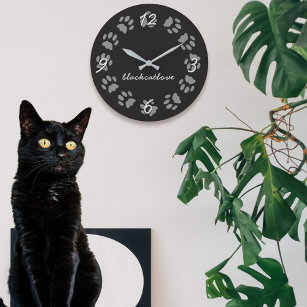 Schwarze Katzenpaare drucken Personalisierte Wall- Runde Wanduhr