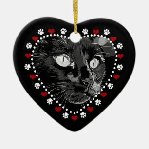 Schwarze Katzenpfähle und Personalisierte Ornamen Keramik Ornament
