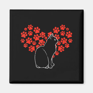 Schwarze Katzenpfote Herz Süß Valentinstag Tierlie Magnet