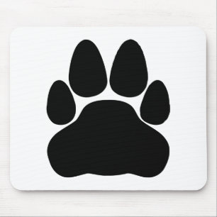 Schwarze Katzenpfotenabdruck-Form Mousepad