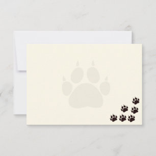 Schwarze Katzenpfotenabdrücke Monogramm Blank Crem Mitteilungskarte