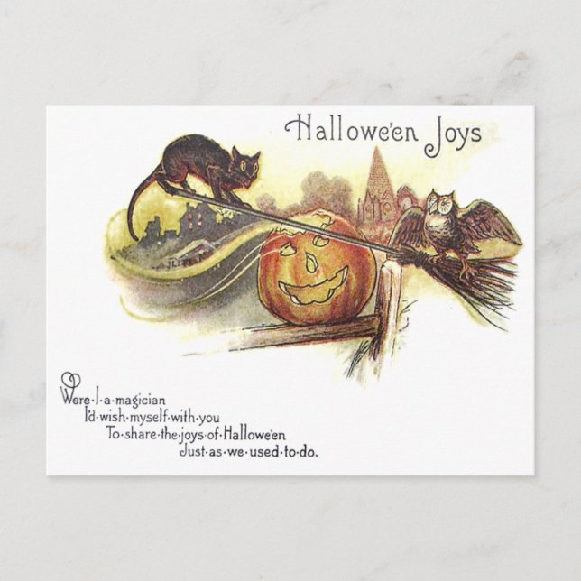 Schwarze Katzenschale Jack O' Lantern Hexenzunge Postkarte (Vorderseite)