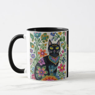 Schwarze Katzenschmetterlinge, gebürtige Blume Tasse