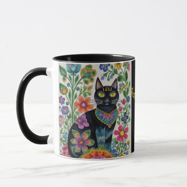 Schwarze Katzenschmetterlinge, gebürtige Blume Tasse (Links)