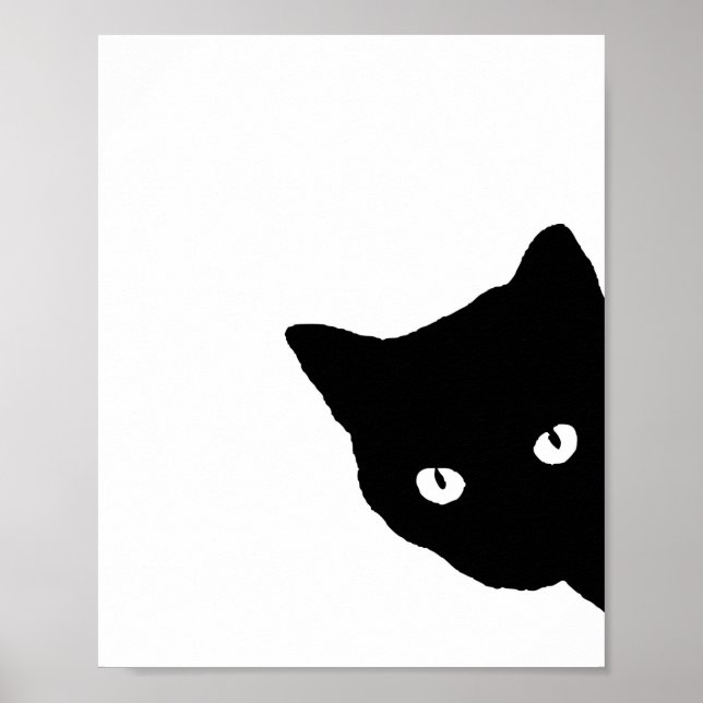 Schwarze Katzenseitenansicht weiß Poster (Vorne)