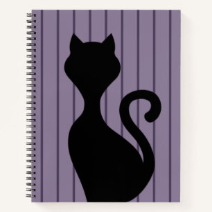 Schwarze Katzensilhouette Cartoon Notizbuch