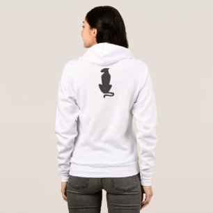 Schwarze Katzensilhouette Frauen weiß Bella Reißve Hoodie