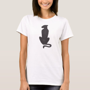 Schwarze Katzensilhouette Frauen weißes T-Shirt