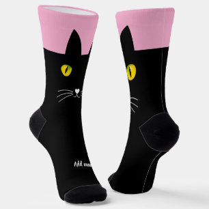 Schwarze Katzensocken Geschenk für Katzenliebhaber Socken