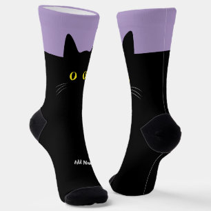 Schwarze Katzensocken mit Individuelle Name - Nied Socken