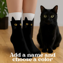 Schwarze Katzensocken mit Individuelle Name - Nied
