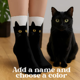 Schwarze Katzensocken mit Individuelle Name - Nied Socken