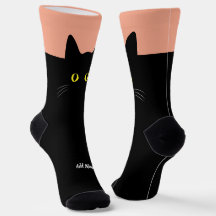 Schwarze Katzensocken mit individuellem Namen – Sü