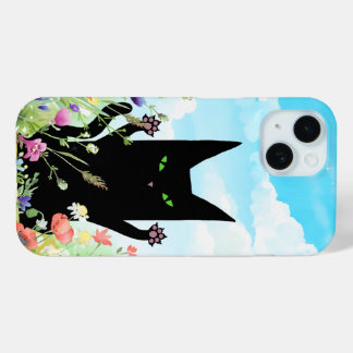 Schwarze Katzenspringfieber: Kitty und Blumen Case-Mate iPhone Hülle