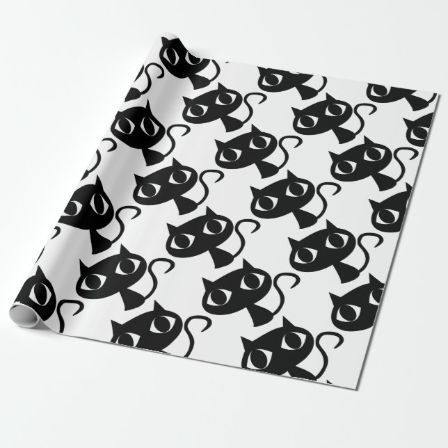 SCHWARZE KATZKÜCHE GESCHENKPAPIER (Ungerollt)