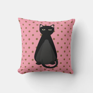 SCHWARZE KATZPINK POLKA DOT PILLOWS KISSEN