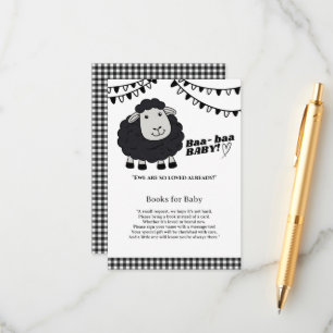 Schwarze Kawaii Kleines Lamm Baby Shower Begleitkarte