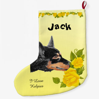 Schwarze Kelpies u. gelbe Rosen Großer Weihnachtsstrumpf