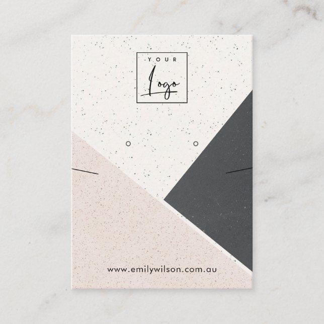 Schwarze Keramik, Fußkleckse, Ohrring-Logo Visitenkarte (Vorderseite)