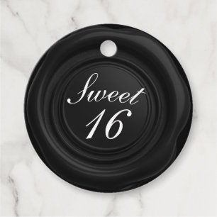 Schwarze Kerzenwachs-Siegel-Drip-Elegante Süße 16 Geschenkanhänger