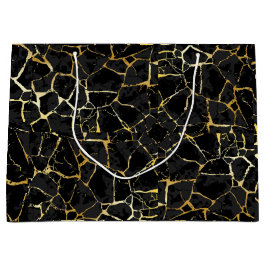 Schwarze Kintsugi-Goldader  Große Geschenktüte