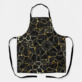 Schwarze Kintsugi-Goldader  Schürze