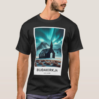 Schwarze Kirche Aurora Island - Digitale Reise T-Shirt