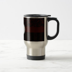 Schwarze Kirschblüten und Streifen mit Monogramm Reisebecher