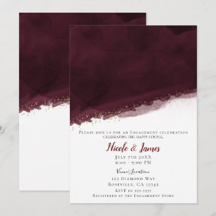 Schwarze Kirsche Aquarell & Gold Moderne Schicke H Einladung