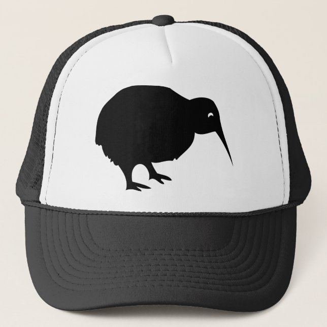 schwarze Kiwi Truckerkappe (Vorderseite)