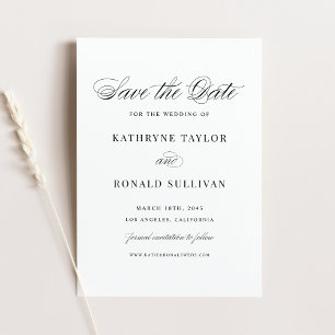 Schwarze klassische Skript-Typografie Save The Date
