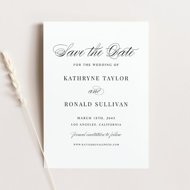 Schwarze klassische Skript-Typografie Save The Date (Von Creator hochgeladen)