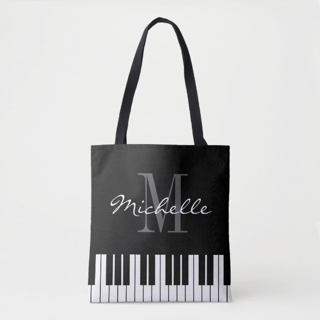 Schwarze Klaviertasten Schultertasche für Musiker (Vorderseite)