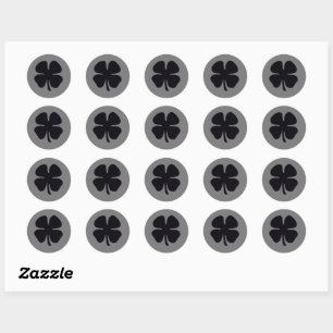 Schwarze Klee graue, runde kleine Aufkleber