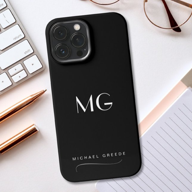 Schwarze Kohle Monogramm und Name iPhone Hülle (Von Creator hochgeladen)