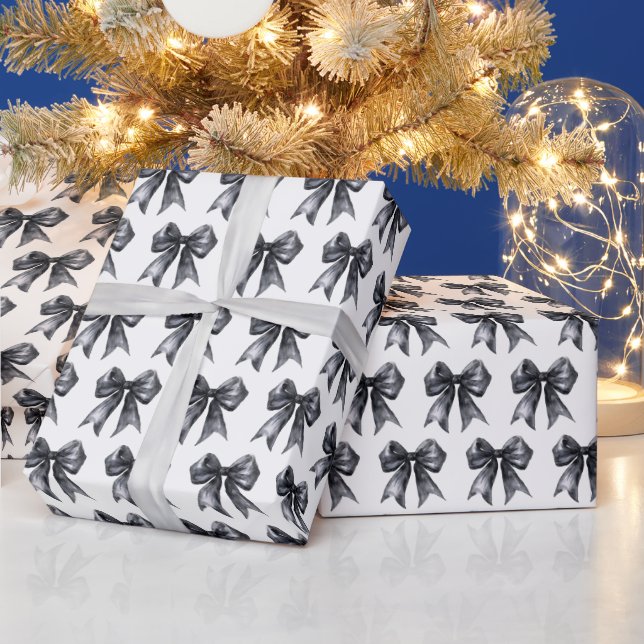 Schwarze Koketten-Schleife Geschenkpapier (Feiertage)