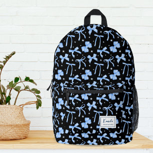Schwarze Koketten-Schleife mit individuellem Namen Bedruckter Rucksack